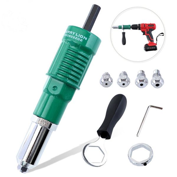 

rivets drill adapter set 2.4mm/3.2mm/4.0mm/4.8mm solid aluminum riveter adapter kit for power tool cordless insert nut