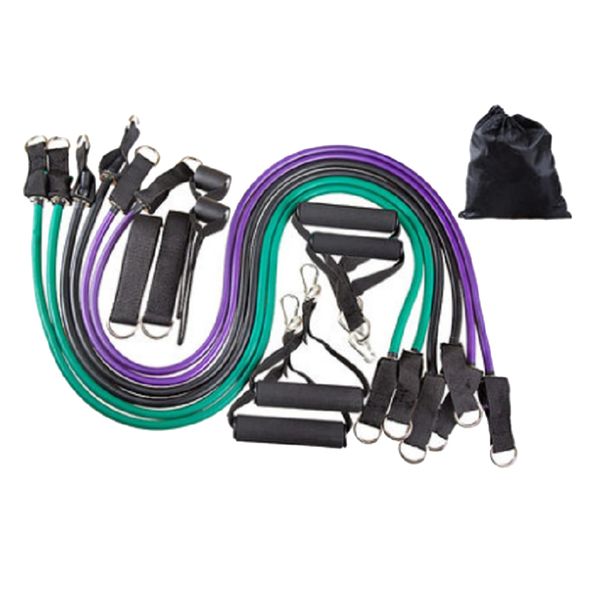 

16pcs elastic bands set foam handle door anchor rehab pilates abs heavy exercise bands pull rope rubber latex expander 150lbs