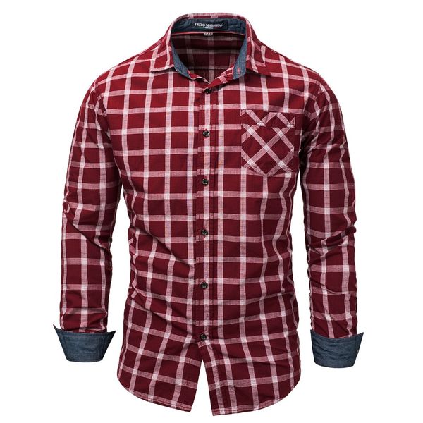 

men plaid shirt 100% cotton 2019 spring autumn casual long sleeve shirt soft comfort slim fit styles brand man clothes, White;black