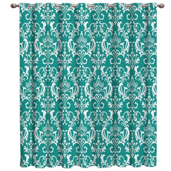 

green classic floral pattern room curtains large window window curtains dark curtain rod living room blackout kitchen