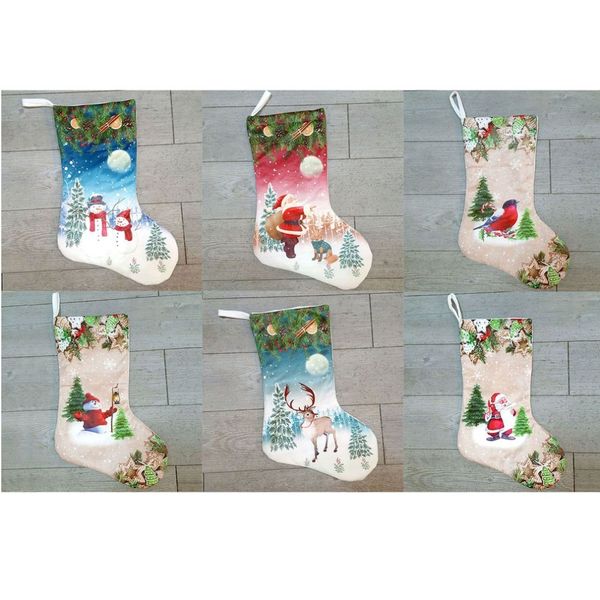 

20" large hanging christmas stockings santa snowman candy gift bag holders for festival decorations christmas stockings