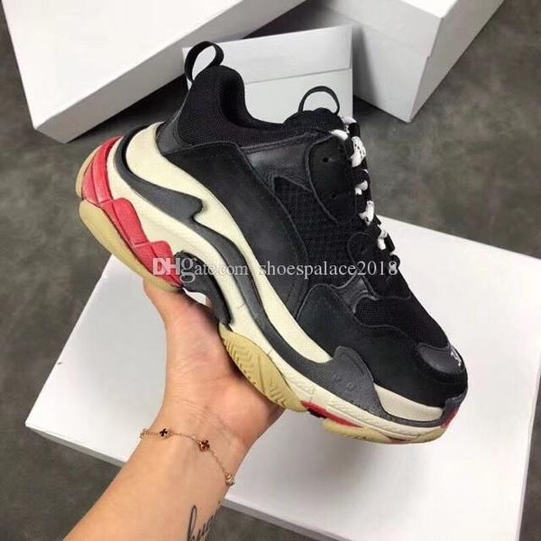 

paris 17fw triple-s casual shoes luxury dad shoes bl triple s 17fw sneakers for men women spring street gd couples star show daddy shoes, Black