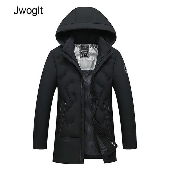 

fashion men warm winter jacket men hooded parka simple design practical windproof zipper long parka 4xl 5xl, Black
