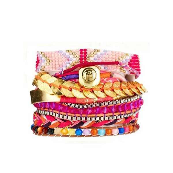 

b02-001d bohemian brazilian multi layer magnetic bracelet for women gift magnet buckle bracelets bangles, Golden;silver