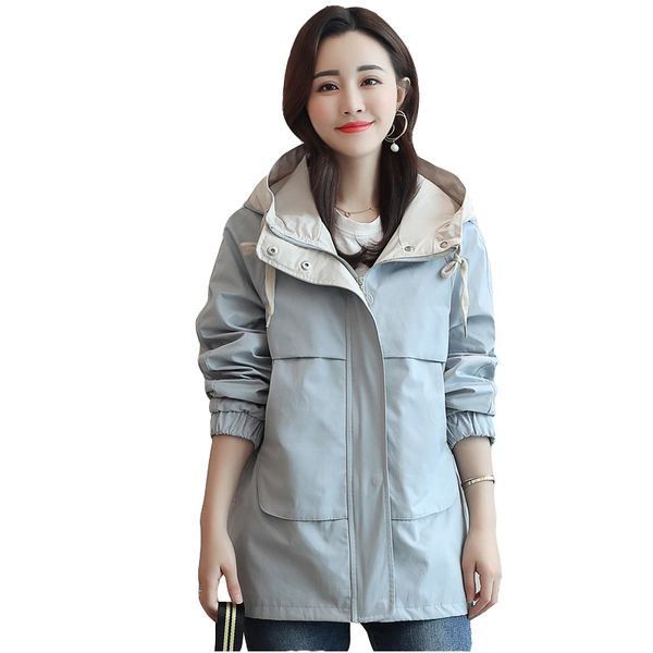 

boutique short coats women's long-sleeved 2020 spring autumn new loose wild plus size ladies casual loose hooded jackets, Black;brown