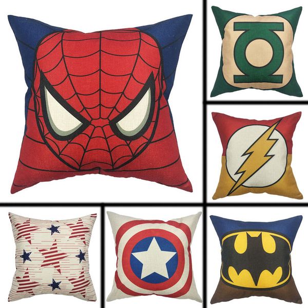 

mling 1pcs 45x45cm superhero marvel decorative pillow flax sofa cushion waist pillow cover decorative cushion cover
