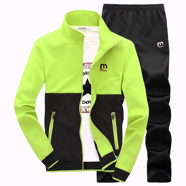 

amberheard 2019 new fashion spring autumn men sporting suit hoodies+pant sweatsuit two piece set tracksuit set for men clothing, Gray
