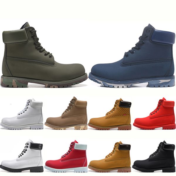 

women men ankle boots cushion triple black white wheat leather plate-forme hiking chaussures snow booties mens winter boots