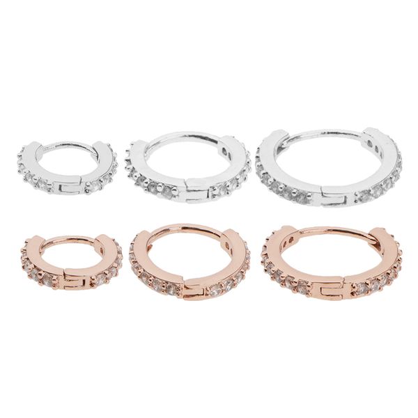 

6 pieces small huggie earrings copper cubic zirconia hoop earrings 6/8/10mm, Golden