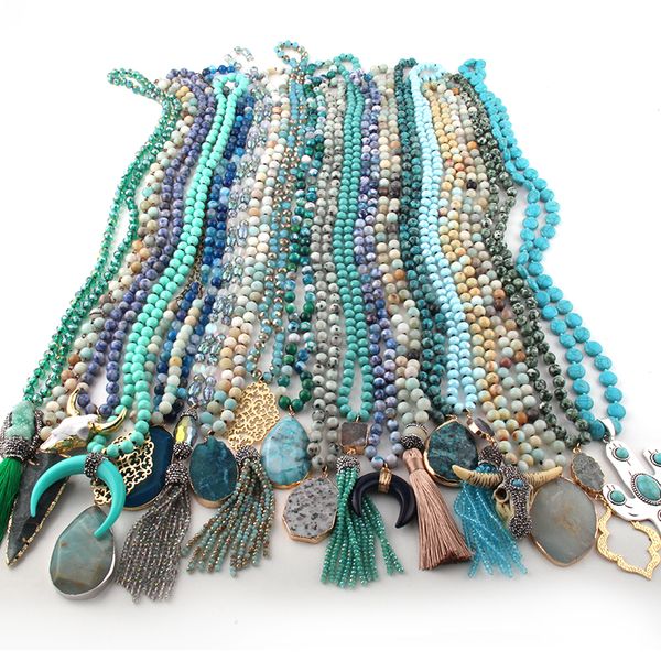 

wholesale fashion 20pc mix color blue green necklace handmade women jewelry beautiful necklaces pendants supplies, Silver