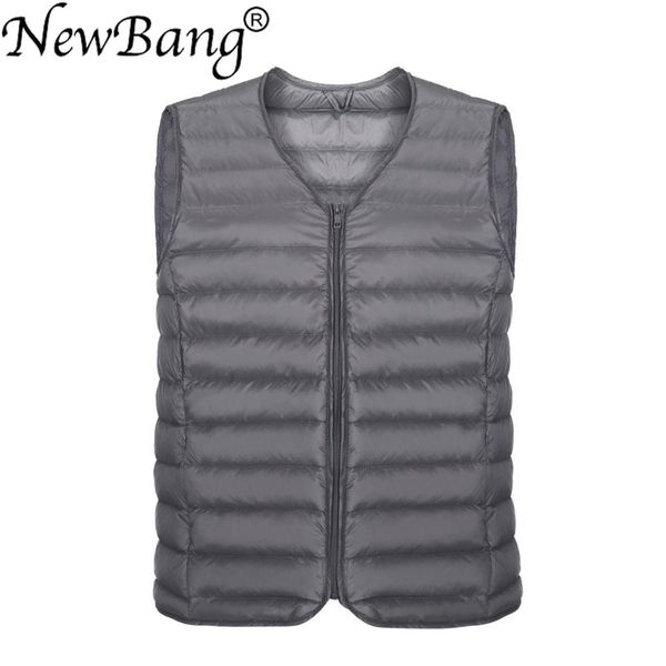 

newbang ultra light down vest men sleeveless warm vest winter solid sleeveless jacket men's feather lightweight waterproof vests, Black