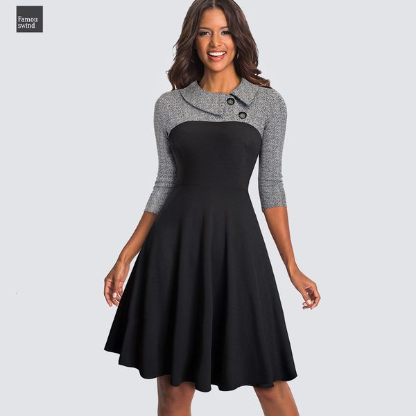 

женщины vintage fit платье flare качели skater работу бизнес офис и осень партии повседневный ha136 drop доставка, Black;gray