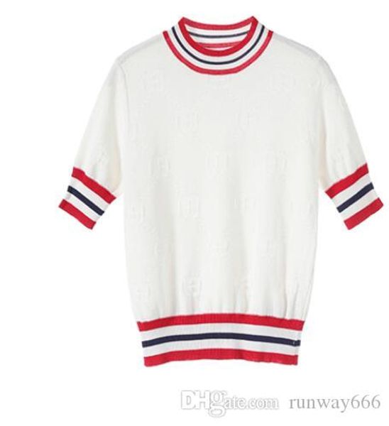 

women knitting 2020 new arrived short sleeves t-shirt luxury occident wholesale runway casual sweater insdesigner women clothi, White