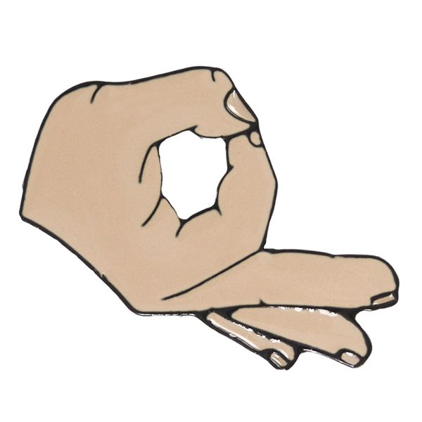 

ok circle game meme hand finger hat pin okay hand sign brooch emoticon lapel pins emoji badges brooches for men women, Gray