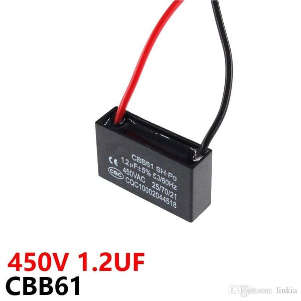 

cbb61 fan starting capacitor 450vac 1.2uf with line capacitance lead length 10cm