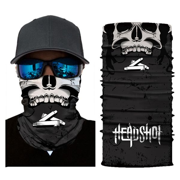 

3d seamless balaclava magic scarf neck face mask ghost skull skeleton head bandana shield headband headwear bandana men cycle d#, Black
