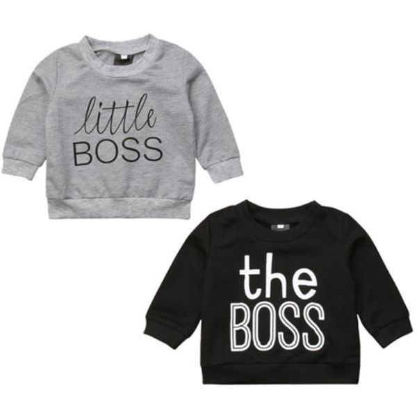 

new baby boys girls cotton sweatshirts letter print boss clothes spring autumn fashion sweatshirts long sleeve toddler warm, Black