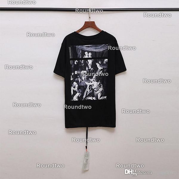 

2020 flower print t shirt men women couple summer fashion casual street t-shirt off designer inkjet graffiti stripes white t shirt, White;black