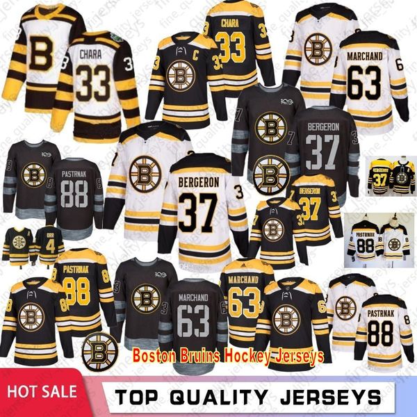 

33 zdeno chara boston bruins hockey jersey 63 brad marchand 88 david pastrnak 4 bobby orr size m-xxxl, Black;red
