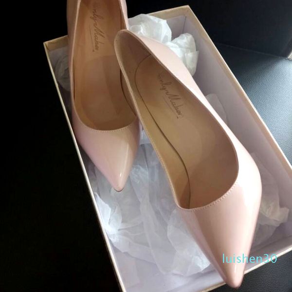 

onlymaker original women pumps pointed toe thin heels pumps nice patent leather shoes woman plus us size 5~15 l30, Black