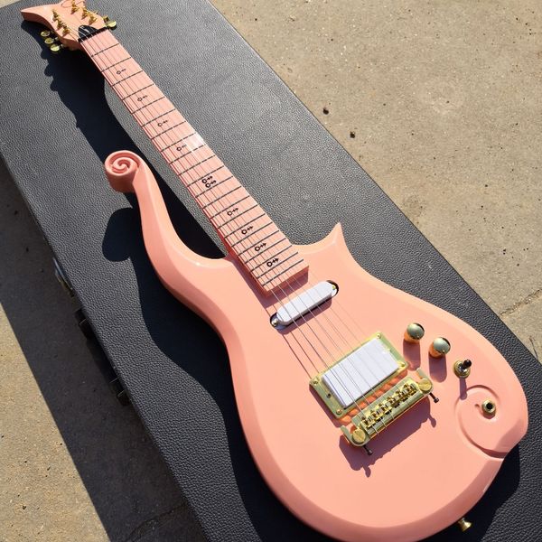 

diamond series prince cloud pink peach electric guitar alder body, maple neck,black love symbol markers, wrap arround tailpiece