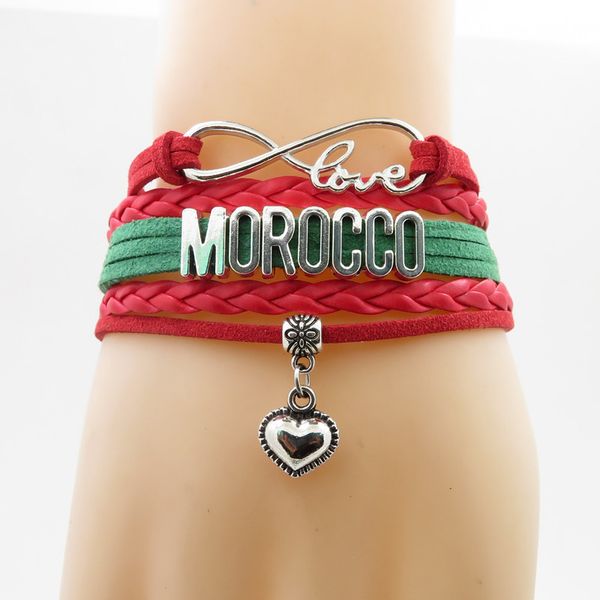 

infinity love morocco bracelet heart charm bracelet love morocco flag bracelets & bangle for woman and man jewelry, Golden;silver