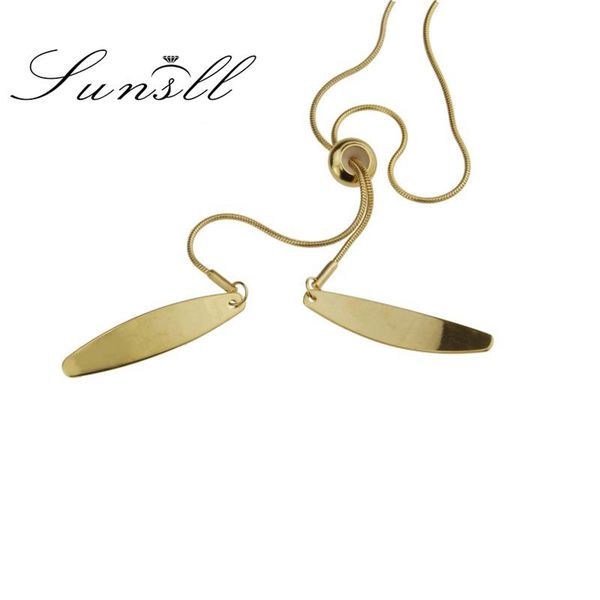 

sunsll new gold stainless steel long paragraph adjustable pendant necklace ladies fashion party personality simple jewelry gifts, Silver