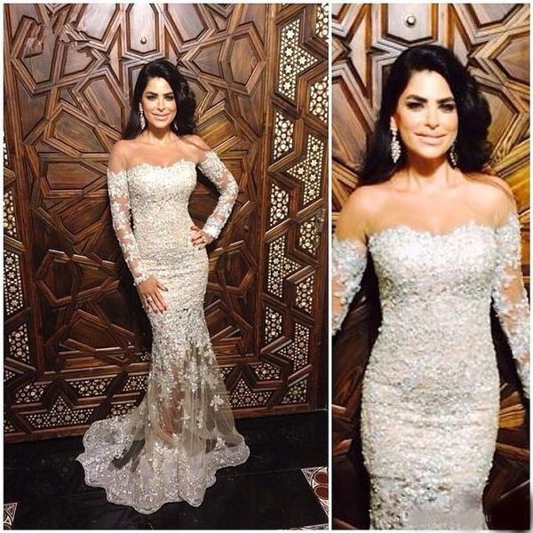 

2020 white mermaid prom dresses lace appliques see through floor length arabic dubai prom gowns plus size custom made, Black