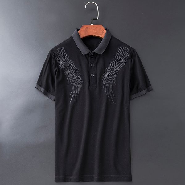 

high novelty 2019 high embroidery feather gentlemen shirts shirt hip hop skateboard cotton s tee #l72, White