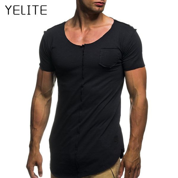 

yelite men's short sleeve slim fit t-shirt solid color casual fashion clothes stylish man t-shirt tee 2018 new tshirt, White;black