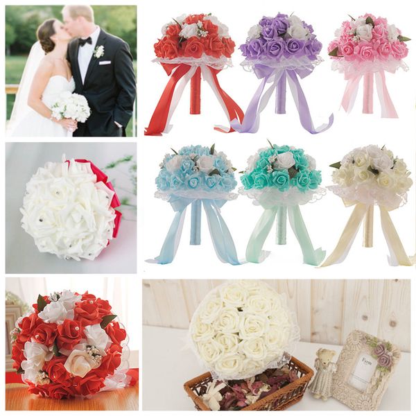 

wedding bouquet handmade flowers decorative artificial rose flowers bride bridal wedding bouquets
