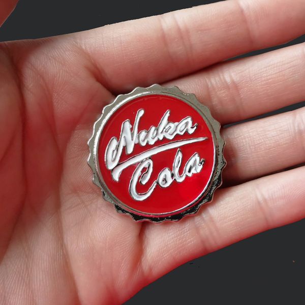 

game fallouts nuka cola brooches pins letter badges metal pins women bag shirt accessory gift, Gray