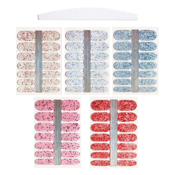 

1pcs diy nail sticker art glitter wraps polish decal strips nail file adhesive shine professional makeup tools natural aug12, Black