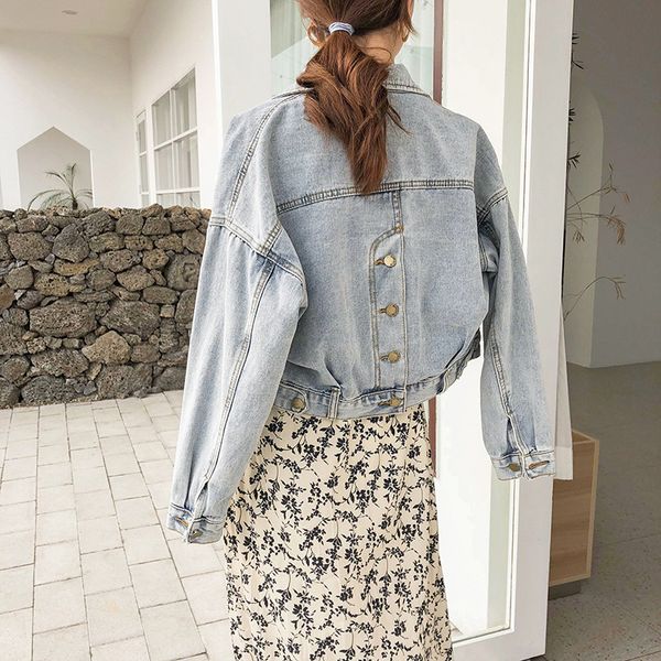 

2019 summer motorcycle wash short jeans denim jacket woman basic outerwear coat base trench female denims wholesale mp265, Black;brown