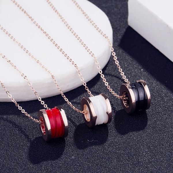 

jewelry 2019 new charity money chain women s925 sterling plated rose gold black ceramic necklace clavicle chain, Silver
