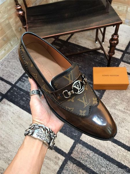 

19fw big size 37-45 men autumn shoes luxury brands genuine leather shoes men formal lace-up comfortable mens dress shoes yecq5, Black