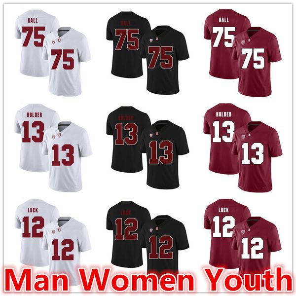

настроить футбольные майки ncaa stanford nbspcardinals a.t. зал 75 держатель алия 13 эндрю удача 12 джерси любое имя номера размер s-5xl, Black