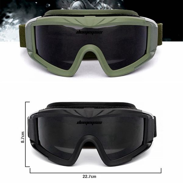 

black tan green tactical goggles military wargame outdoor sport tactical paintball goggles airsoft glasses 3 lens