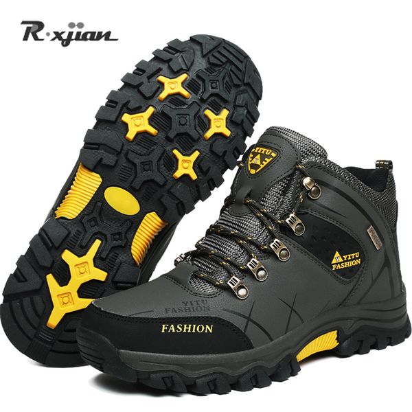 

men outdoor climbing boots plus velvet warm hight-snow boots thick mountain camping travel sports shoe tactical