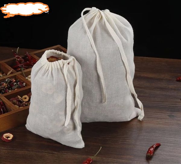 

10шт хлопок фильтр мешок хлопка муслин многоразовые мешки Drawstring Упаковка ванны Мы