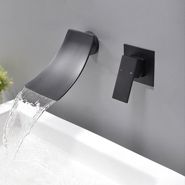 

brass matt black finish cold basin faucet waterfall bathroom sink faucets paint black/chrome/golden water tap dual hole 1 handle taps