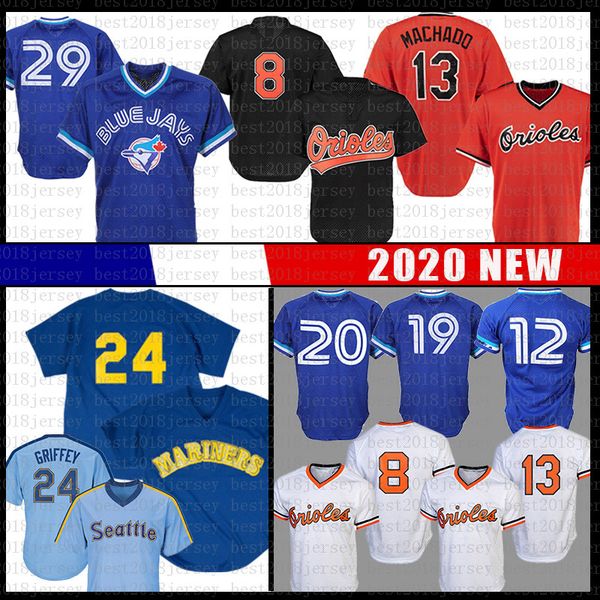 

men's 24 ken griffey jr. jersey 29 joe carter roberto alomar josh donaldson jose bautista 13 manny machado 8 cal ripken jr. adam jones, Blue;black