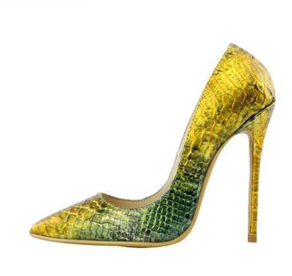 

gold snake leather python women thin high heels pointed toe party prom pumps plus size shoes woman, Black