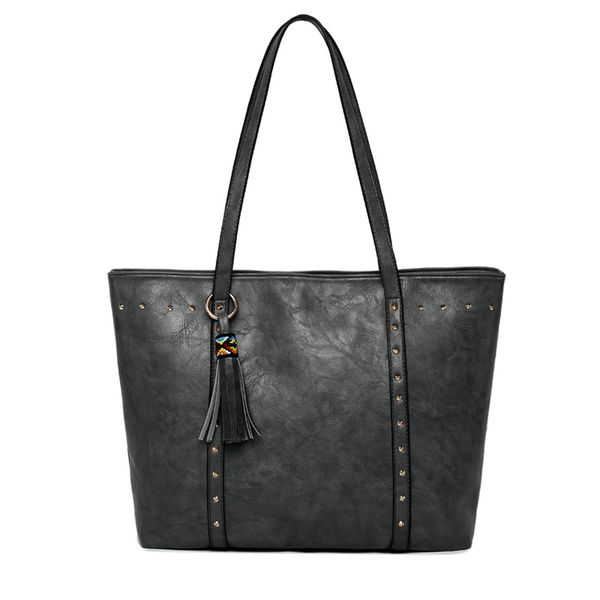 

fggs rivet pu women handbag casual tassel women shoulder bag