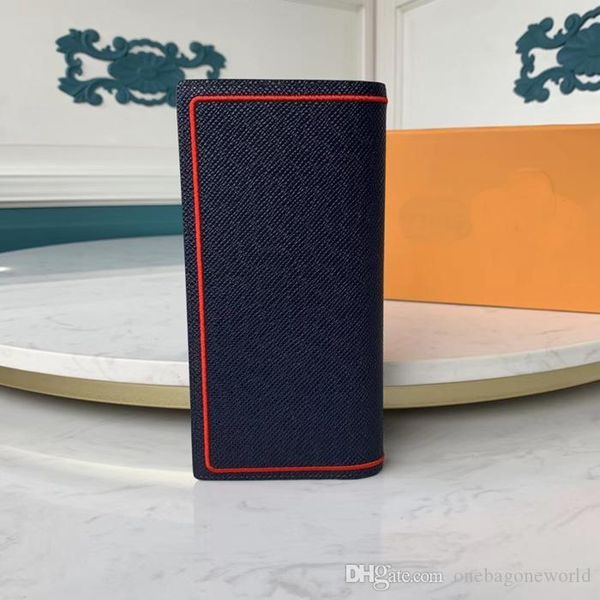 

wholesale designer red line with cowhide genuine leather long brazza wallet long suit men's wallet fashion bag card holder case, Red;black