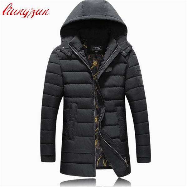 

men hoodies cotton coats brand design winter warm snow thick long parkas casual slim fit windproof trench coats f2361, Black