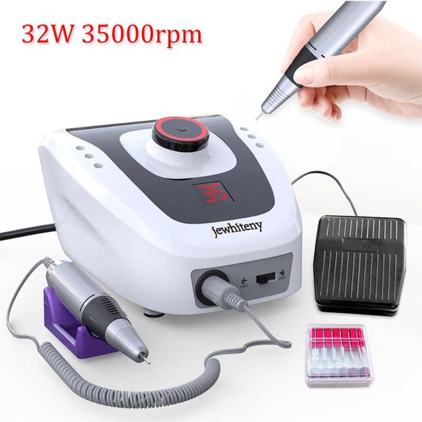 

32w 35000rpm pro electric nail drill machine apparatus for manicure pedicure files with cutter nail art drill pen machine tools