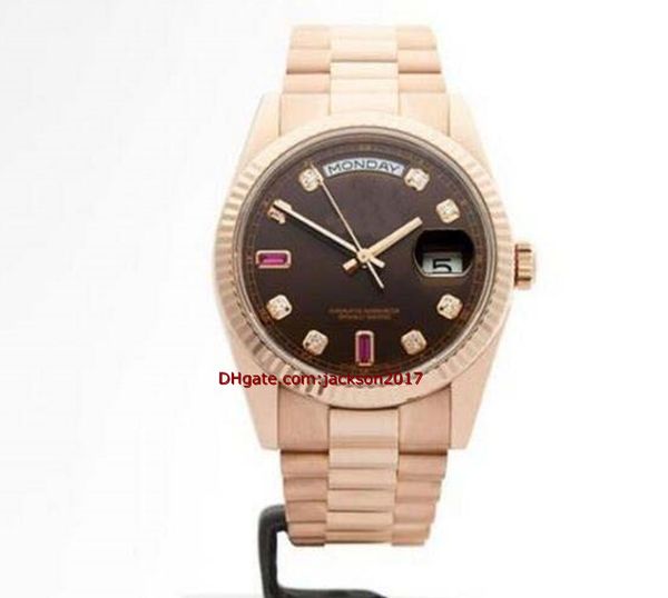 

christmas gift wristwatches mens watch 18k rose gold watch 118235 36mm, Slivery;brown