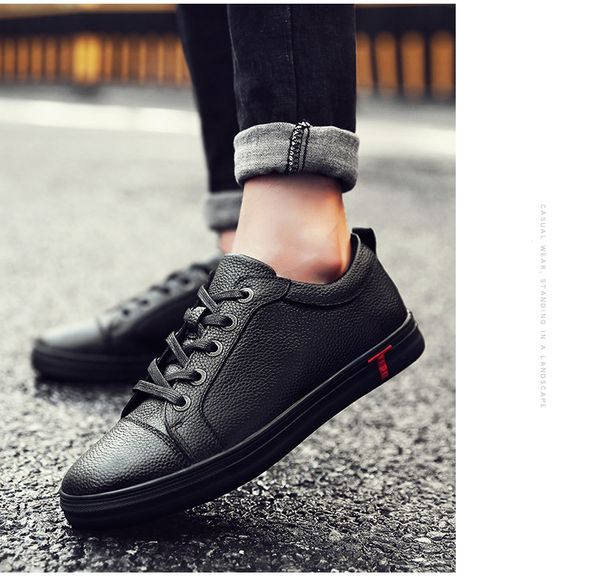 

men genuine leather shoes lace-up black shoe real leather loafers mens moccasins italian flats shoes size 38-48