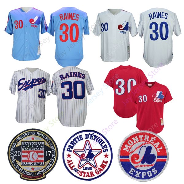 

Montreal Expos Tim Raines Jersey 2017 Hall Of Fame Patch Home Away Blue White MN Cooperstown Men Size M L XL 2XL 3XL